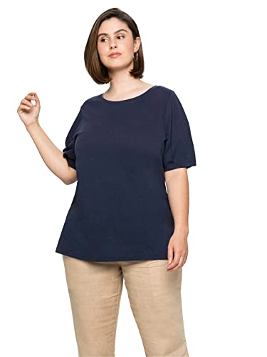 Sheego Damen Große Größen Shirt aus Leinen-Viskose-Mix, mit Puffärmeln T-Shirt Citywear feminin Rundhals-Ausschnitt - unifarben von Sheego