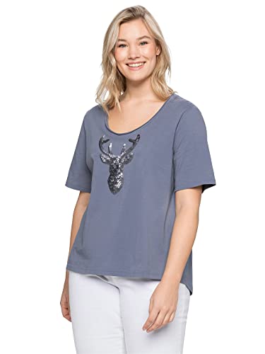 Sheego Damen Große Größen Shirt im Trachtenlook, mit Pailletten T-Shirt Oktoberfestmode feminin Rundhals-Ausschnitt Pailletten unifarben von Sheego