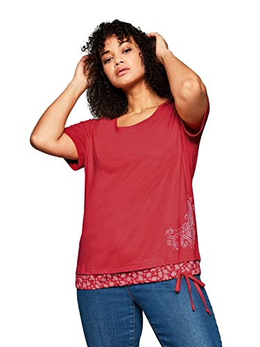 Sheego Damen Große Größen Shirt in 2-in-1-Optik mit Print und Tunnelzug T-Shirt Freizeitmode sportlich Rundhals-Ausschnitt - Bedruckt von Sheego