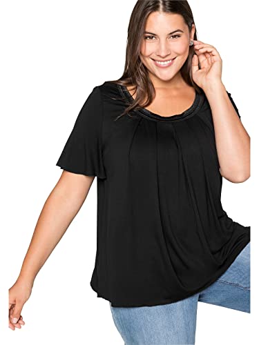 Sheego Damen Große Größen Shirt in A-Linie mit dekorativer Blende T-Shirt Businessmode feminin Rundhals-Ausschnitt - unifarben von Sheego