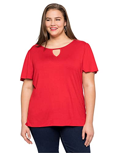 Sheego Damen Große Größen Shirt mit Flügelärmeln und Cut-Out am Ausschnitt Basicmode feminin Rundhals-Ausschnitt - von Sheego