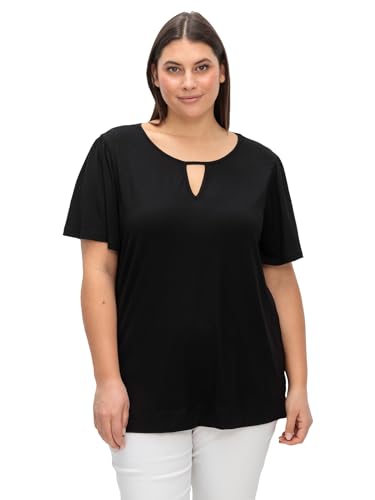 Sheego Damen Große Größen Shirt mit Flügelärmeln und Cut-Out am Ausschnitt Basicmode feminin Rundhals-Ausschnitt - von Sheego