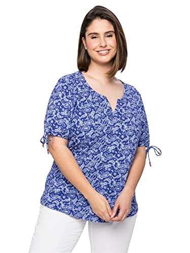 Sheego Damen Große Größen Shirt mit Paisleydruck und Bindeband am Arm Freizeitmode feminin Rundhals-Ausschnitt Raffung von Sheego
