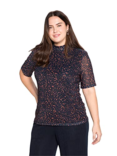 Sheego Damen Große Größen Shirt mit Stehkragen, aus Mesh T-Shirt Citywear feminin - Mesh Bedruckt von Sheego