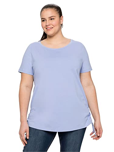 Sheego Damen Große Größen Shirt mit seitlicher Raffung und Bindeband T-Shirt Freizeitmode sportlich Rundhals-Ausschnitt - unifarben von Sheego