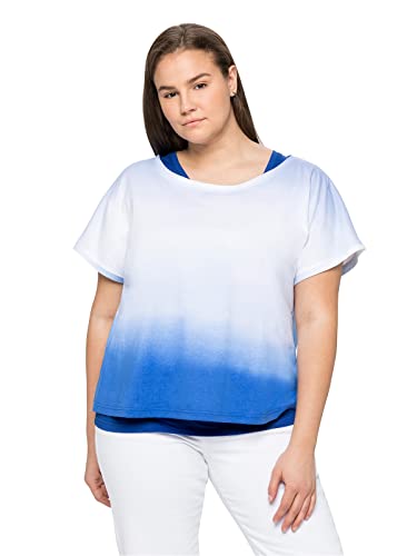 Sheego Damen Große Größen Shirt und Shirt im Lagenlook, in gebatikter Optik Tanktop Freizeitmode sportlich Rundhals-Ausschnitt - Bedruckt von Sheego