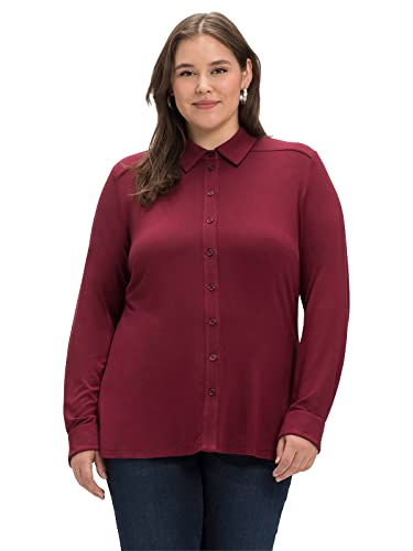 Sheego Damen Große Größen Shirtbluse aus elastischer Viskose-Jerseyware Hemdbluse Citywear klassisch V-Ausschnitt - unifarben von Sheego