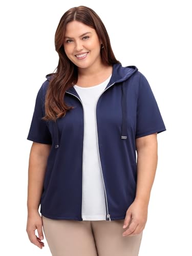 Sheego Damen Große Größen Shirtjacke aus glatter Interlockqualität Kapuzensweatjacke Freizeitmode sportlich Rundhals-Ausschnitt - unifarben von Sheego