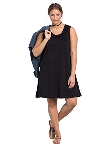 Sheego Damen Große Größen Shirtkleid mit Smok-Einsatz Jerseykleid Strandmode feminin Rundhals-Ausschnitt Raffung unifarben von Sheego