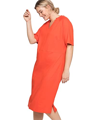 Sheego Damen Große Größen Shirtkleid mit gesmoktem V-Ausschnitt Shirtkleid Citywear klassisch V-Ausschnitt - unifarben von Sheego