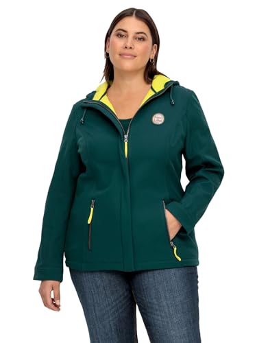 Sheego Damen Große Größen Softshell-Jacke mit Fleece-Innenseite, winddichte Qualität Softshelljacke Outdoormode sportlich Patches unifarben von Sheego