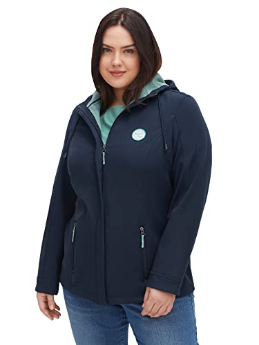 Sheego Damen Große Größen Softshell-Jacke mit Fleece-Innenseite, winddichte Qualität Softshelljacke Outdoormode sportlich Patches unifarben von Sheego