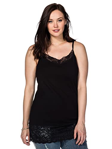 Sheego Damen Große Größen Spaghetti-Top mit verstellbaren Trägern Basicmode feminin V-Ausschnitt Spitze von Sheego
