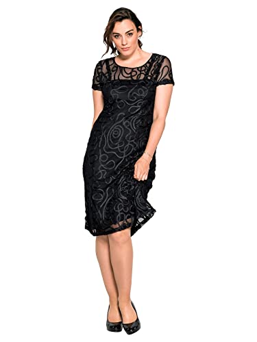 Sheego Damen Große Größen Spitzenkleid in leicht ausgestellter Passform Spitzenkleid Abendmode elegant Rundhals-Ausschnitt - unifarben von Sheego