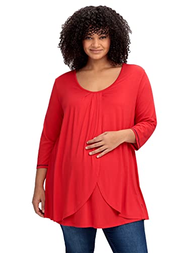 Sheego Damen Große Größen Stillshirt in Layer-Optik, mit Stilleinsatz Umstandsmode feminin Rundhals-Ausschnitt Raffung von Sheego