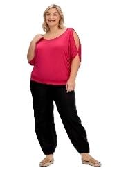 Sheego Damen Große Größen Strandhose mit seitlichen Smok-Einsätzen am Bund Strandmode sportlich - von Sheego