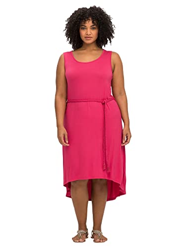 Sheego Damen Große Größen Strandkleid in A-Linie, hinten länger als vorn Strandkleid Strandmode feminin Rundhals-Ausschnitt - unifarben von Sheego