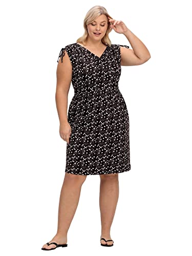 Sheego Damen Große Größen Strandkleid in Wickeloptik, mit Alloverprint Strandmode feminin V-Ausschnitt Raffung von Sheego