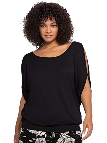 Sheego Damen Große Größen Strandshirt mit Geschlitzten Fledermausärmeln T-Shirt Strandmode feminin Rundhals-Ausschnitt - unifarben von Sheego