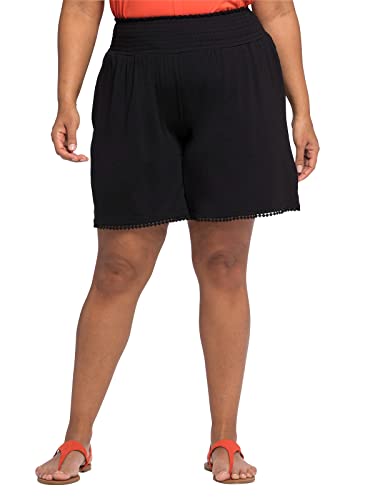 Sheego Damen Große Größen Strandshorts mit Smokbund und Häkelspitze Shorts Strandmode feminin Spitze unifarben von Sheego