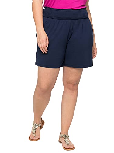Sheego Damen Große Größen Strandshorts mit Smokbund und Zwei Taschen Shorts Strandmode sportlich - unifarben von Sheego