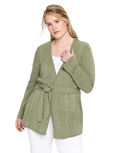 Sheego Damen Große Größen Strickjacke im Ajourstrick, mit Bindegürtel Cardigan Citywear feminin - unifarben von Sheego