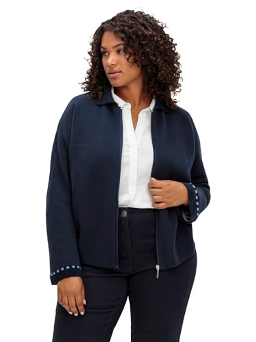 Sheego Damen Große Größen Strickjacke in Blousonform, mit Zipper und Kragen Strickjacke Businessmode trendig - unifarben von Sheego