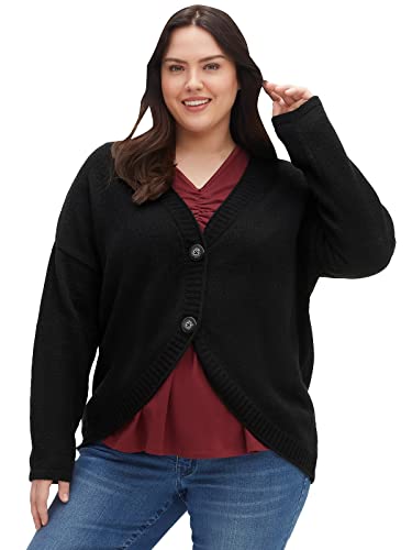 Sheego Damen Große Größen Strickjacke in verkürzter Form, kuschelig weich Cardigan Freizeitmode feminin Knopfleiste unifarben von Sheego