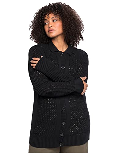 Sheego Damen Große Größen Strickjacke mit Ajourstrickmuster und Kragen Longstrickjacke Citywear feminin - unifarben von Sheego