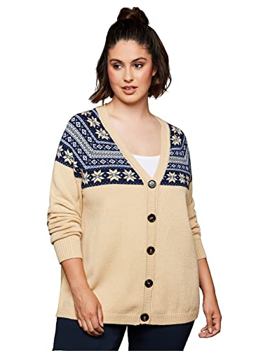 Sheego Damen Große Größen Strickjacke mit Norwegermuster Freizeitmode klassisch - von Sheego