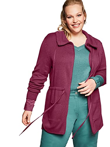 Sheego Damen Große Größen Strickjacke mit Reißverschluss und Taillen-Tunnelzug Longstrickjacke Basicmode sportlich - unifarben von Sheego