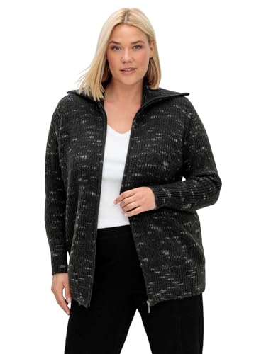 Sheego Damen Große Größen Strickjacke mit Troyerkragen und Reißverschluss Strickjacke Citywear sportlich - Gemustert von Sheego