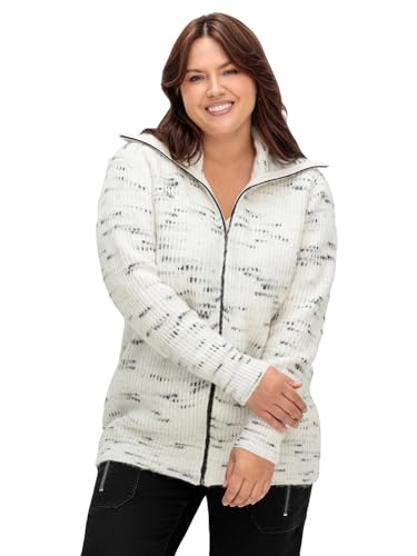 Sheego Damen Große Größen Strickjacke mit Troyerkragen und Reißverschluss Strickjacke Citywear sportlich - Gemustert von Sheego