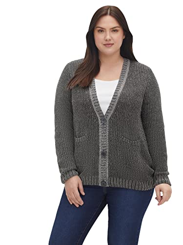 Sheego Damen Große Größen Strickjacke mit V-Ausschnitt und Taschen vorn Freizeitmode klassisch Knopfleiste von Sheego