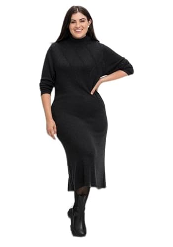 Sheego Damen Große Größen Strickkleid mit Kaschmir und Rautenmuster Strickkleid Citywear klassisch Rundhals-Ausschnitt - unifarben von Sheego