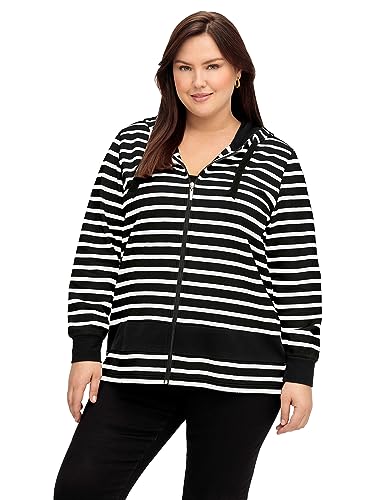 Sheego Damen Große Größen Sweatjacke aus Reiner Baumwolle Freizeitmode sportlich Rundhals-Ausschnitt - von Sheego