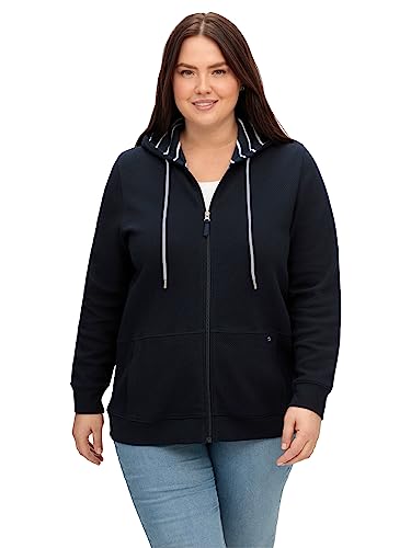 Sheego Damen Große Größen Sweatjacke mit Kapuze, aus Waffelpiqué Sweatjacke Freizeitmode sportlich Rundhals-Ausschnitt - unifarben von Sheego