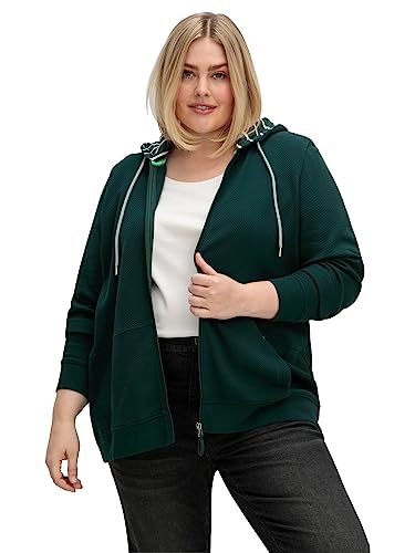 Sheego Damen Große Größen Sweatjacke mit Kapuze, aus Waffelpiqué Sweatjacke Freizeitmode sportlich Rundhals-Ausschnitt - unifarben von Sheego