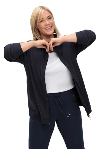 Sheego Damen Große Größen Sweatjacke mit Stehkragen und Bindeband Sweatjacke Freizeitmode sportlich - - unifarben von Sheego