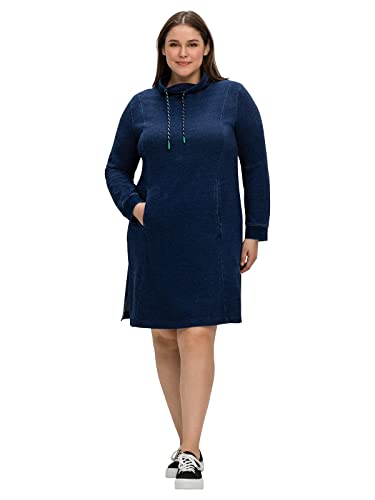 Sheego Damen Große Größen Sweatkleid in Denim-Optik Freizeitmode sportlich Rundhals-Ausschnitt - von Sheego