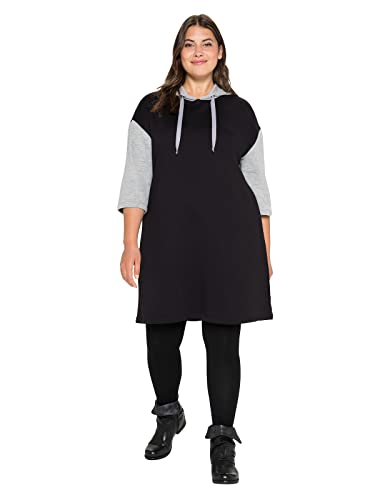 Sheego Damen Große Größen Sweatkleid mit Kapuze und Kontrastdetails Sweatkleid Freizeitmode sportlich Rundhals-Ausschnitt - unifarben von Sheego