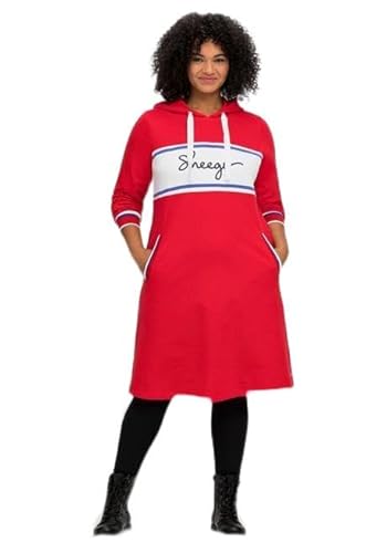 Sheego Damen Große Größen Sweatkleid mit Kapuze und Logo-Frontdruck Freizeitmode sportlich Rundhals-Ausschnitt - von Sheego
