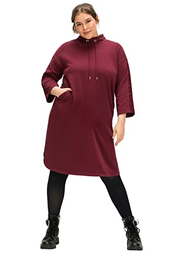 Sheego Damen Große Größen Sweatkleid mit Streifentape an Arm und Schulter Sweatkleid Freizeitmode sportlich Rundhals-Ausschnitt - unifarben von Sheego