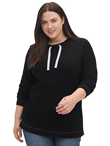 Sheego Damen Große Größen Sweatshirt aus Waffelpiqué, Tunnelzug am Ausschnitt Sweatshirt Freizeitmode sportlich U-Boot-Ausschnitt - unifarben von Sheego