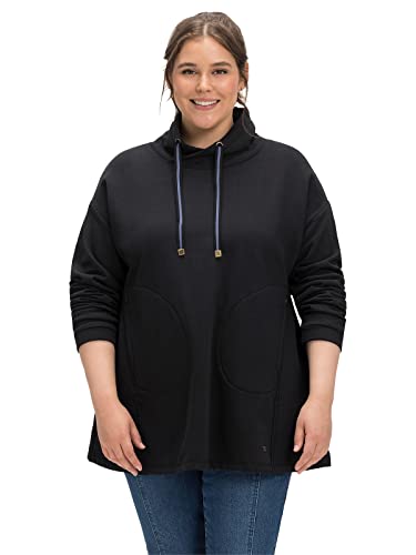 Sheego Damen Große Größen Sweatshirt in A-Linie, mit Taschen und Kragen Sweatshirt Freizeitmode sportlich Rundhals-Ausschnitt - unifarben von Sheego