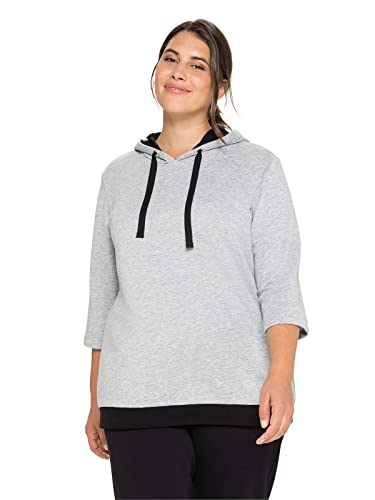 Sheego Damen Große Größen Sweatshirt mit 3/4-Ärmel und Kontrastdetails Freizeitmode sportlich Rundhals-Ausschnitt - von Sheego