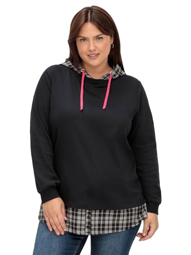 Sheego Damen Große Größen Sweatshirt mit Bluseneinsatz Sweatshirt Freizeitmode sportlich Rundhals-Ausschnitt - unifarben von Sheego