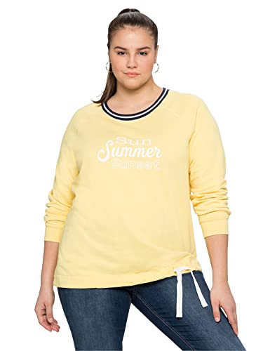 Sheego Damen Große Größen Sweatshirt mit Frontdruck und Kontrast-Rundhals Sweatshirt Freizeitmode sportlich Rundhals-Ausschnitt - Bedruckt von Sheego