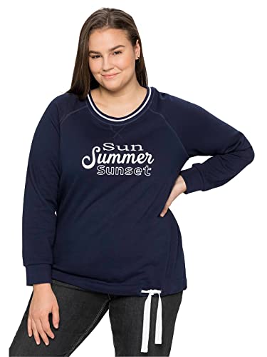 Sheego Damen Große Größen Sweatshirt mit Frontdruck und Kontrast-Rundhals Sweatshirt Freizeitmode sportlich Rundhals-Ausschnitt - Bedruckt von Sheego