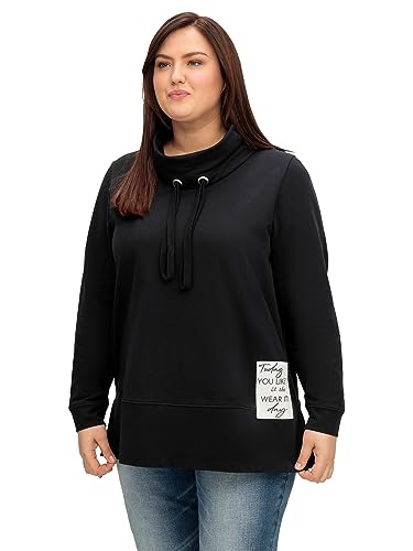 Sheego Damen Große Größen Sweatshirt mit Stehkragen und Applikation seitlich Sweatshirt Freizeitmode sportlich - Patches unifarben von Sheego